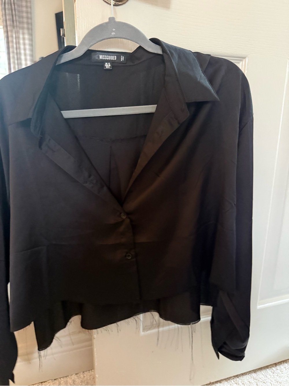 Missguided cropped satin blouse